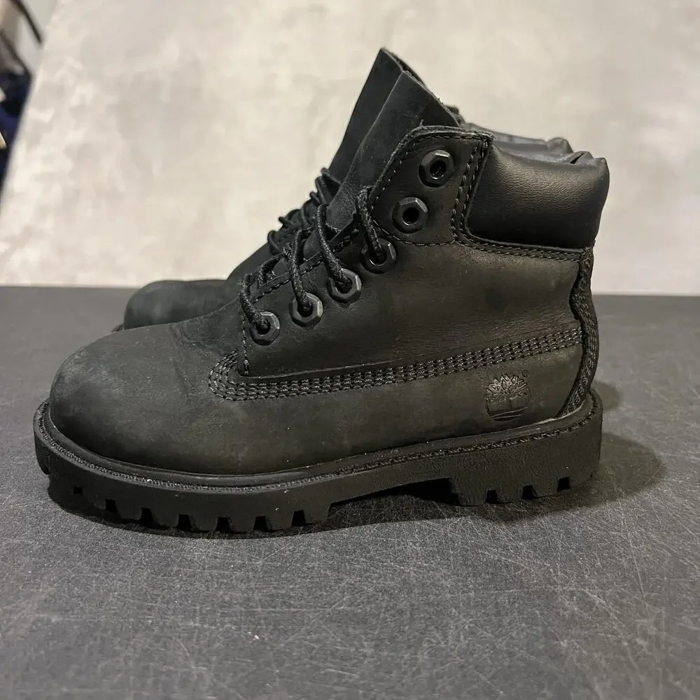 Timberland Waterproof Boots Toddler Size 10c Black Nubuck Lace Up Winter Boys